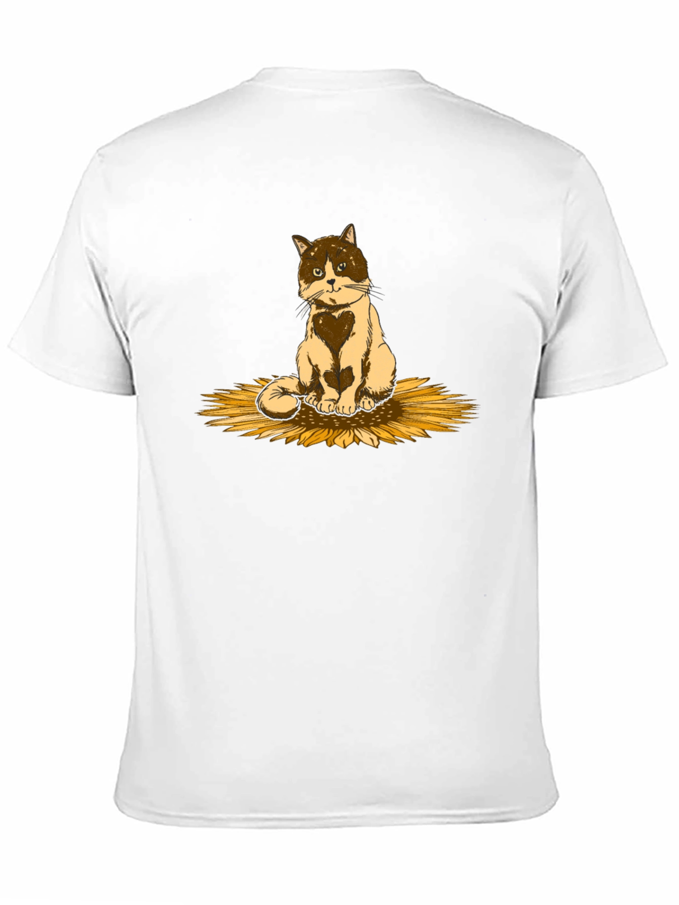 Cat & Sunflower Graphic T-Shirt