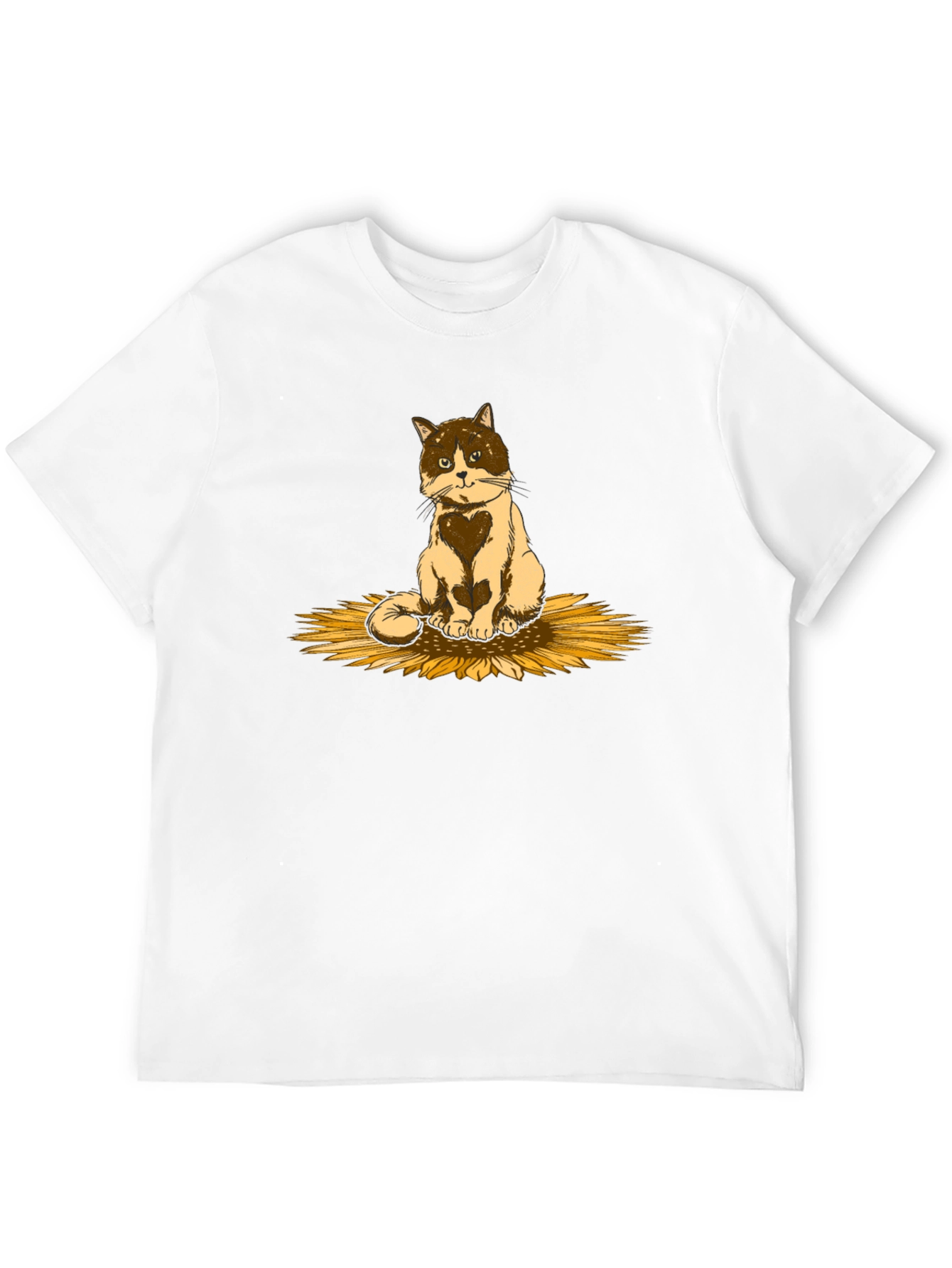 Cat & Sunflower Graphic T-Shirt