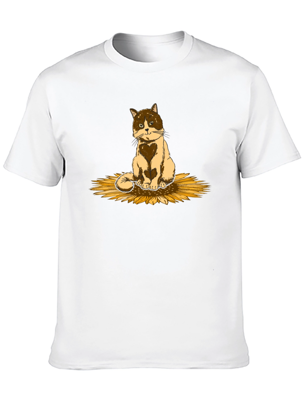 Cat & Sunflower Graphic T-Shirt