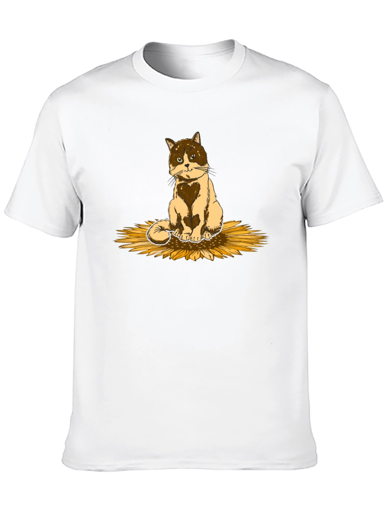 Cat & Sunflower Graphic T-Shirt