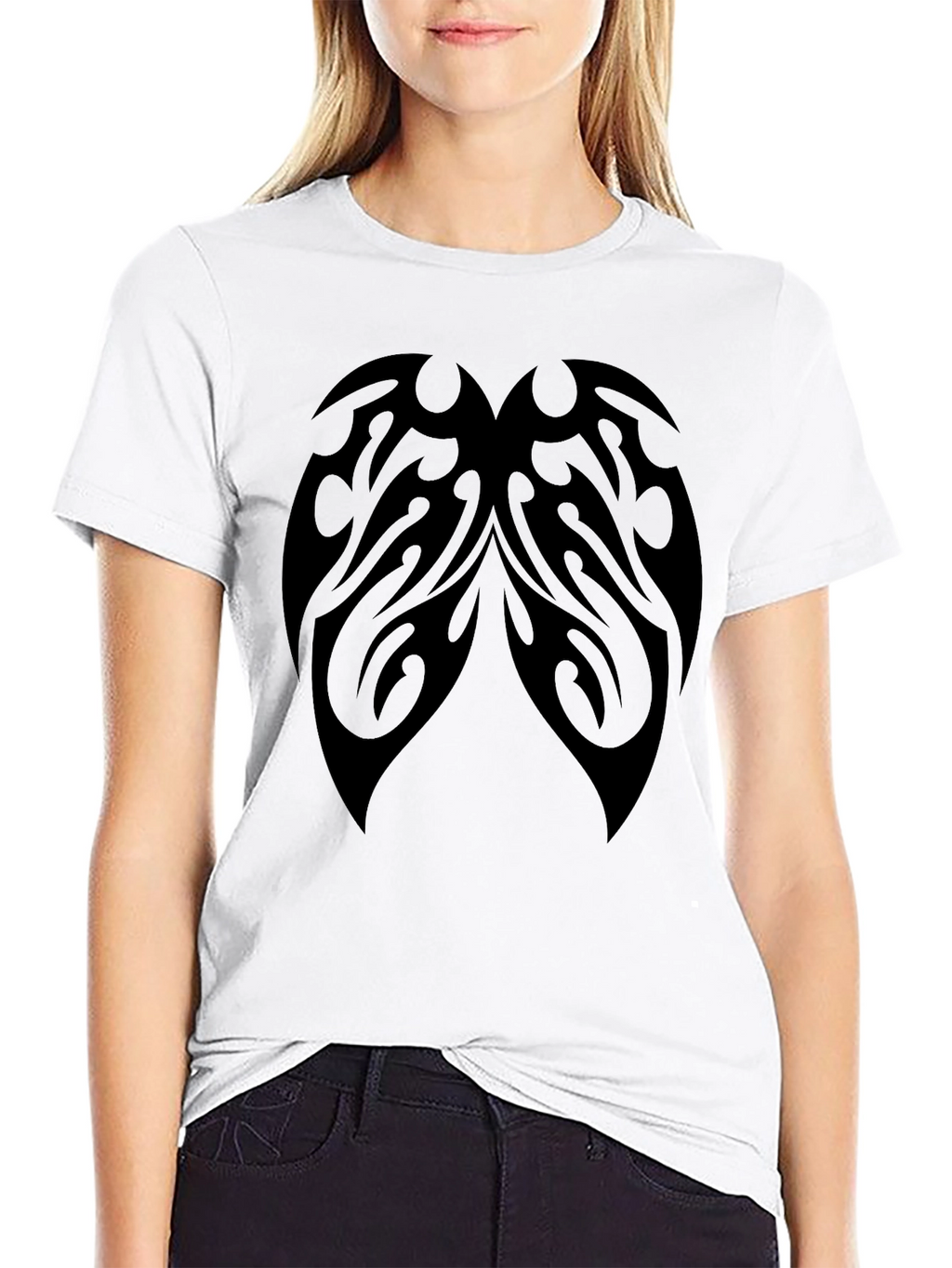 Tribal Tattoo Graphic Print Black T-Shirt