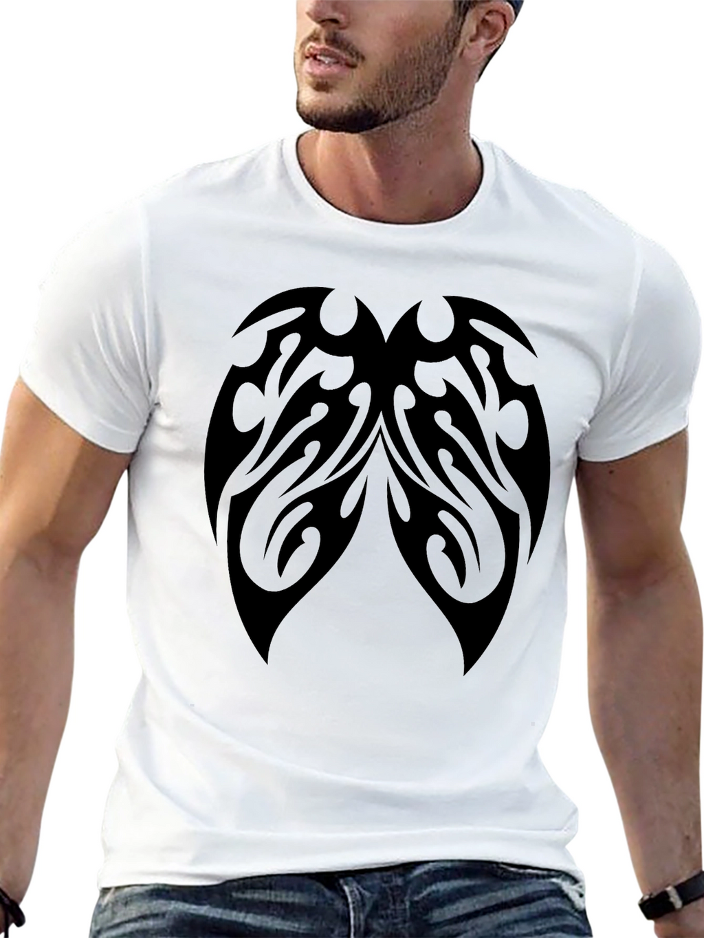 Tribal Tattoo Graphic Print Black T-Shirt