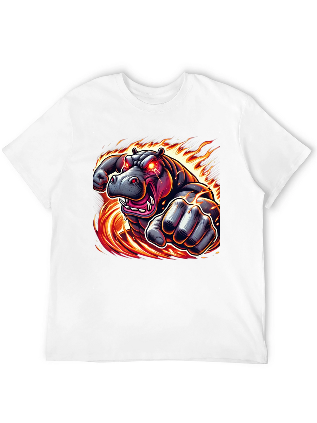 Fiery Hippo Graphic Tee - Mens Black T-Shirt