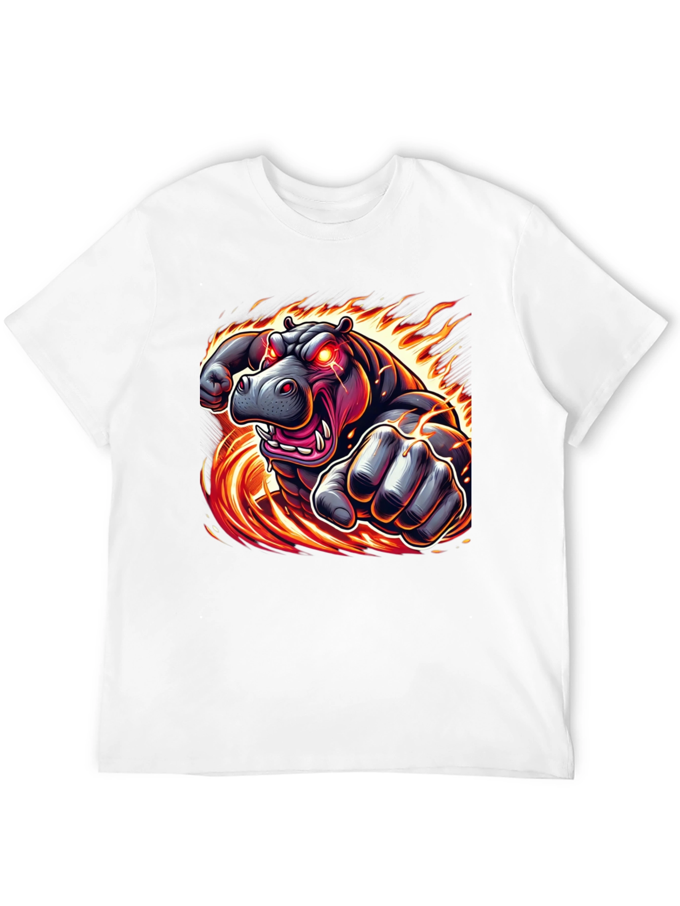 Fiery Hippo Graphic Tee - Mens Black T-Shirt