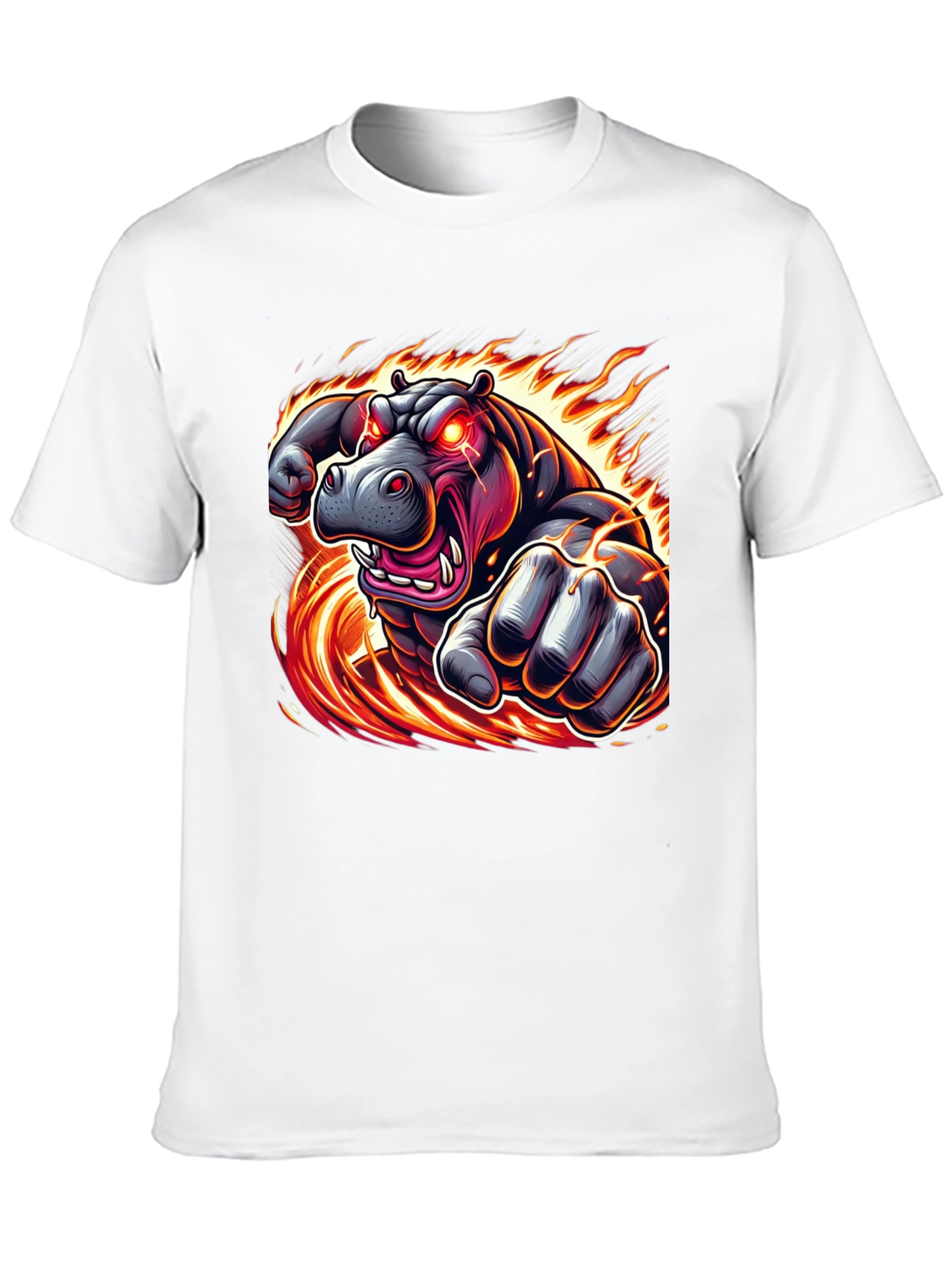 Fiery Hippo Graphic Tee - Mens Black T-Shirt