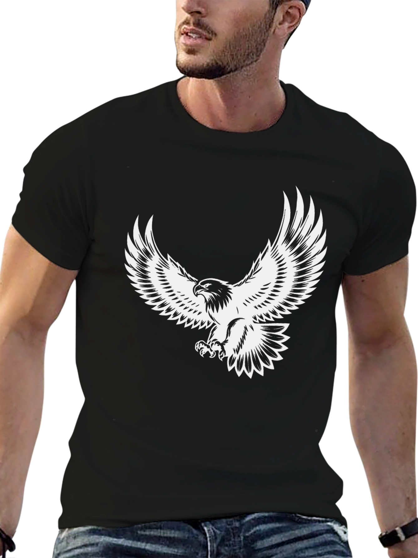 Mens Black Eagle Graphic T-Shirt