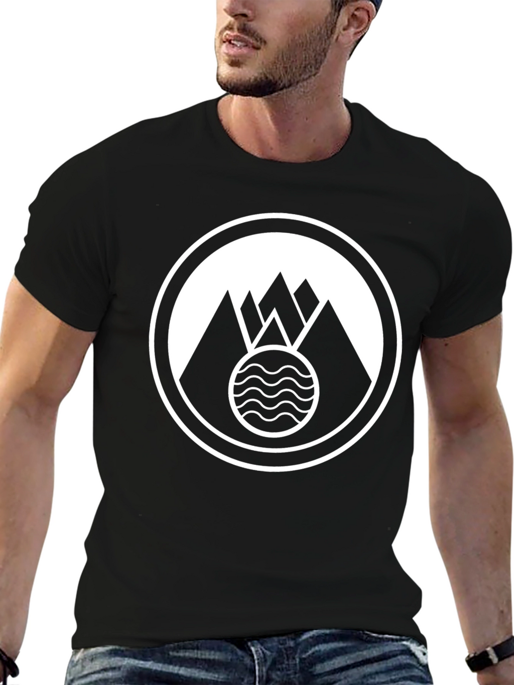 Mountain Waves Graphic Black T-Shirt