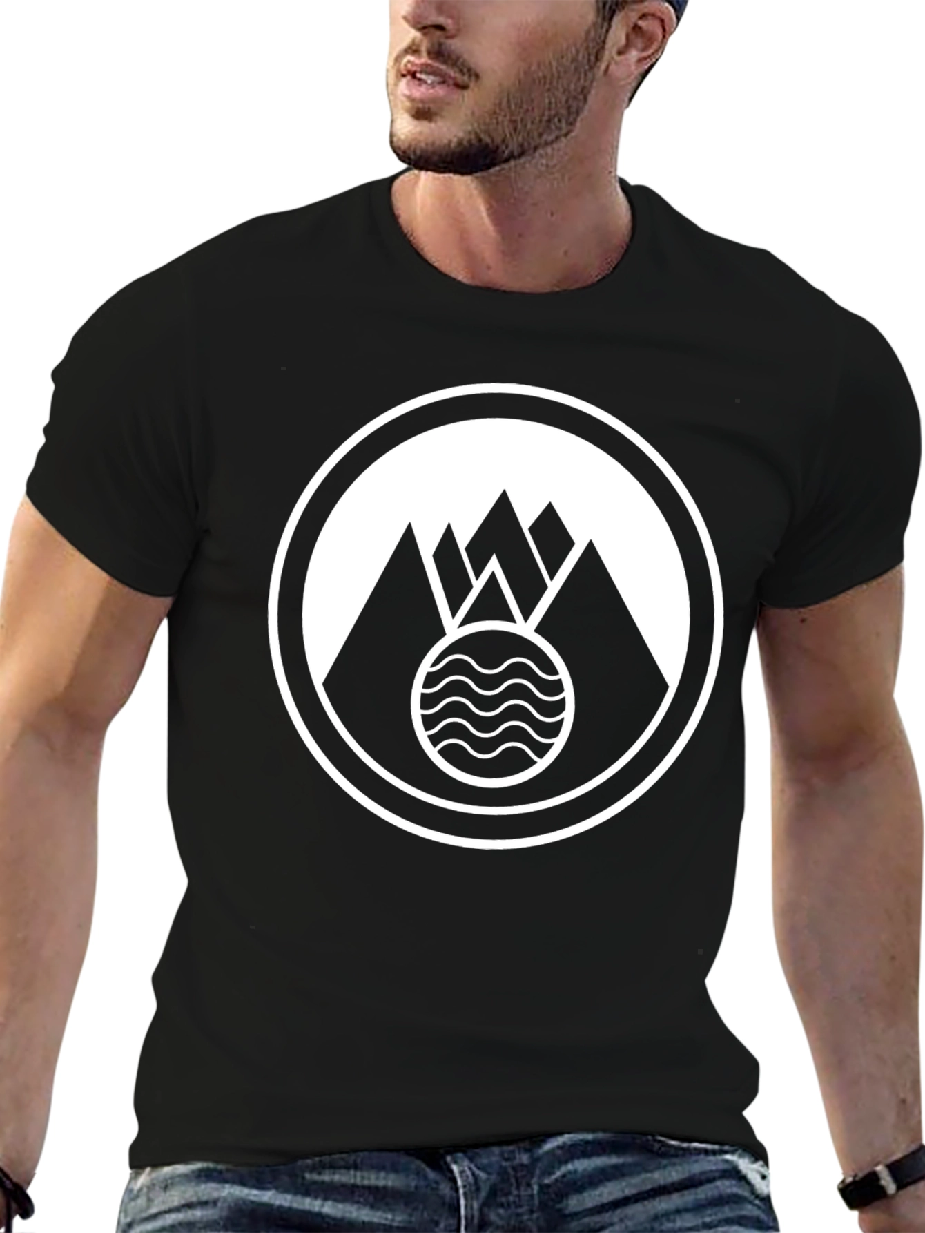 Mountain Waves Graphic Black T-Shirt