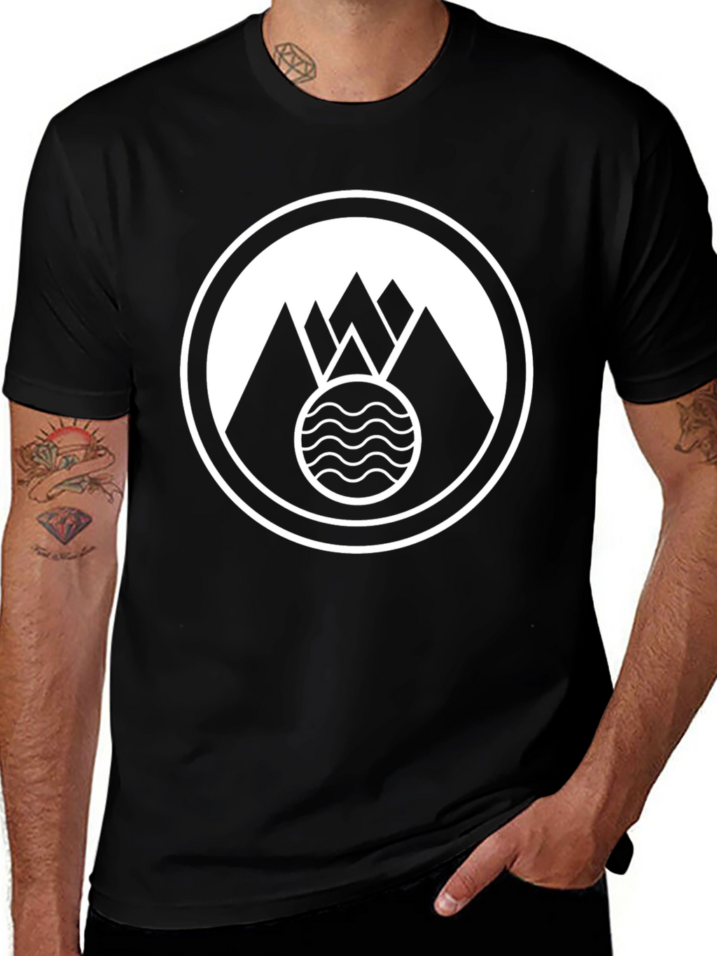 Mountain Waves Graphic Black T-Shirt