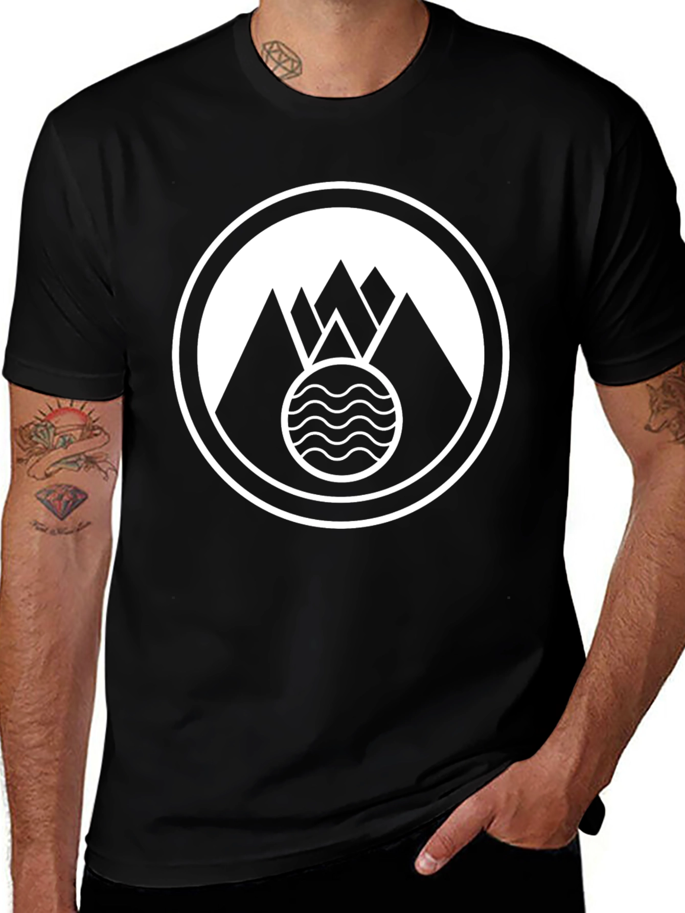 Mountain Waves Graphic Black T-Shirt