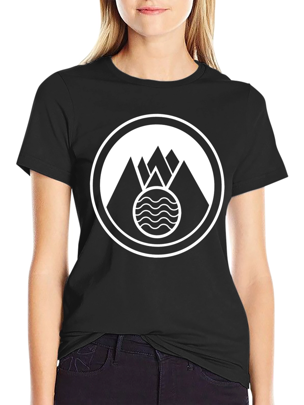Mountain Waves Graphic Black T-Shirt
