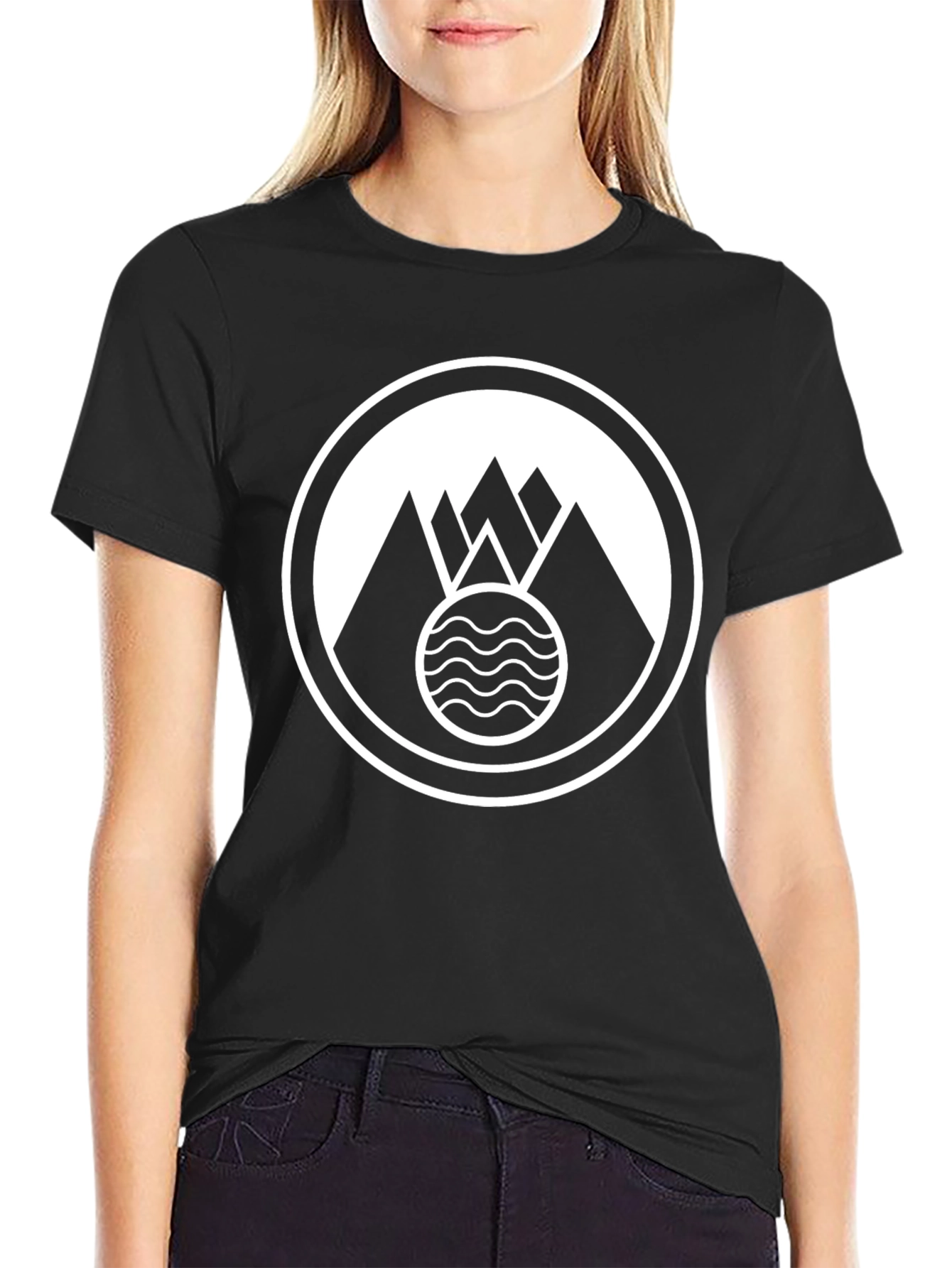 Mountain Waves Graphic Black T-Shirt