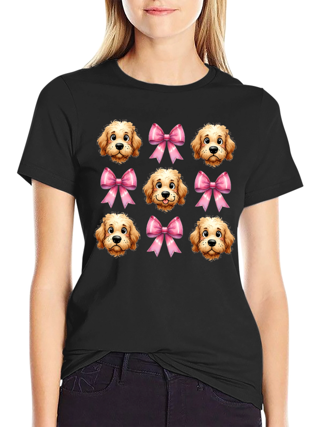 Dog & Bow Patterned T-Shirt