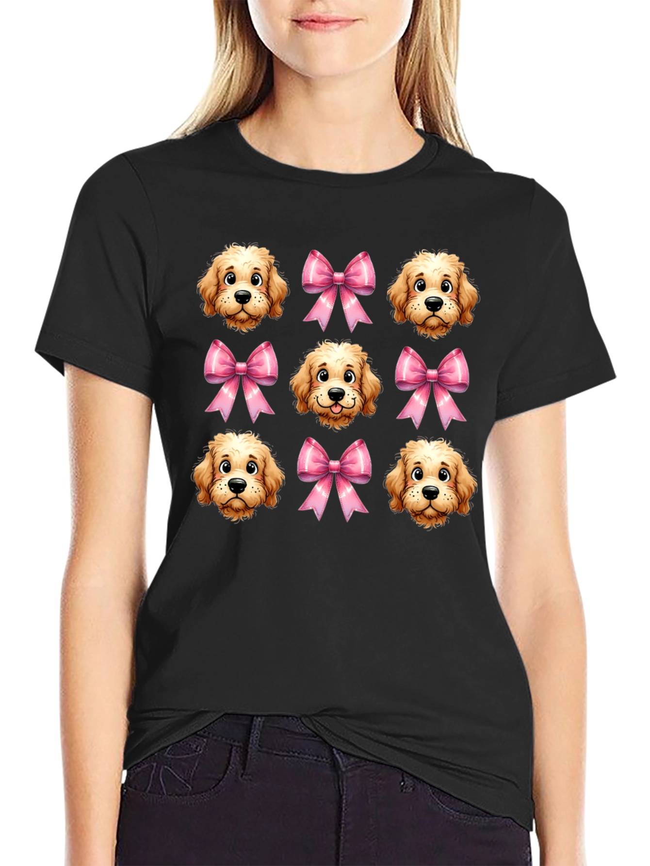 Dog & Bow Patterned T-Shirt