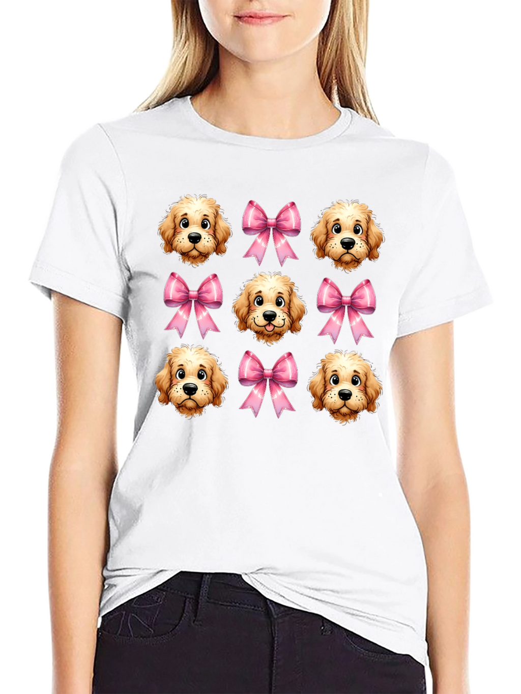 Dog & Bow Patterned T-Shirt