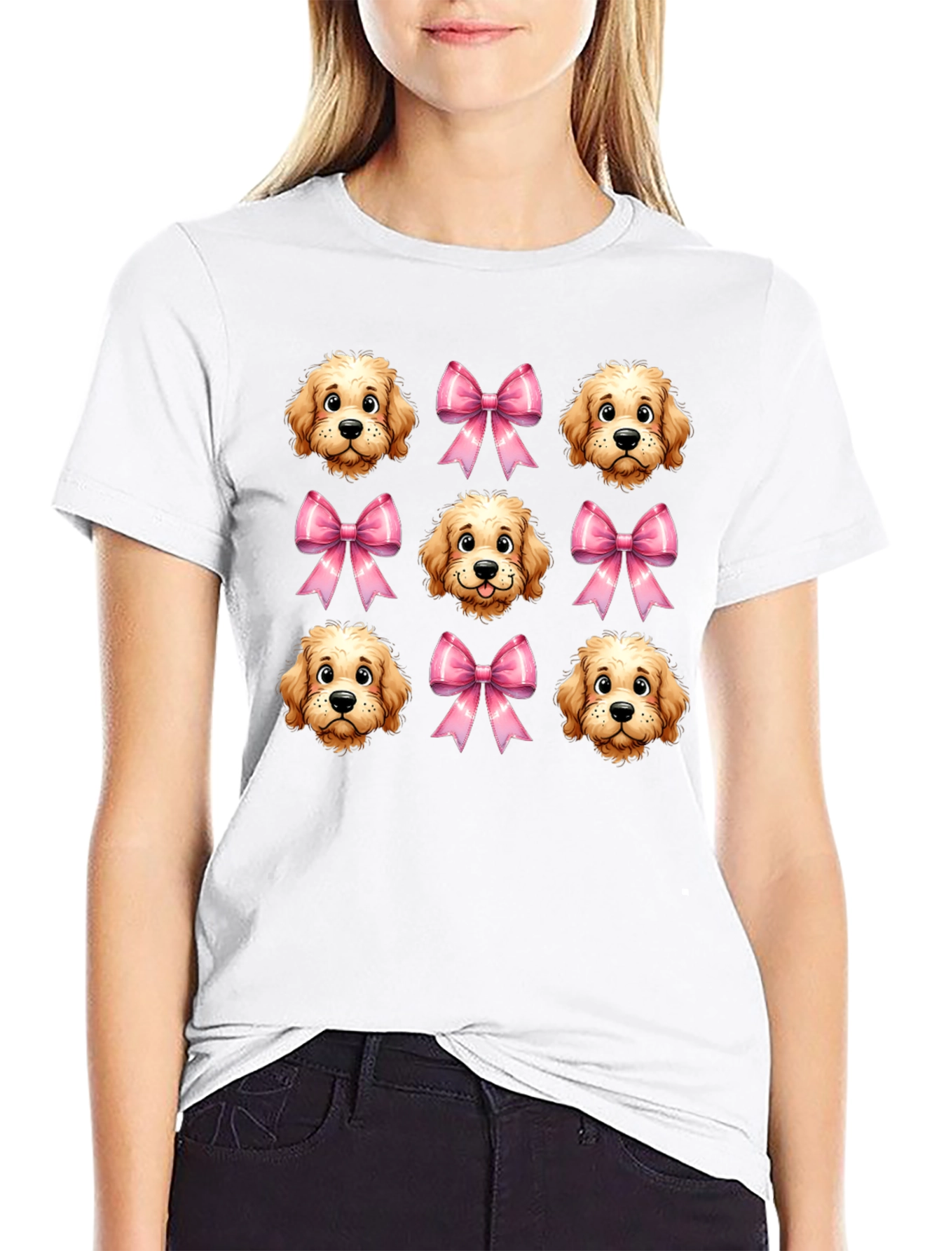 Dog & Bow Patterned T-Shirt