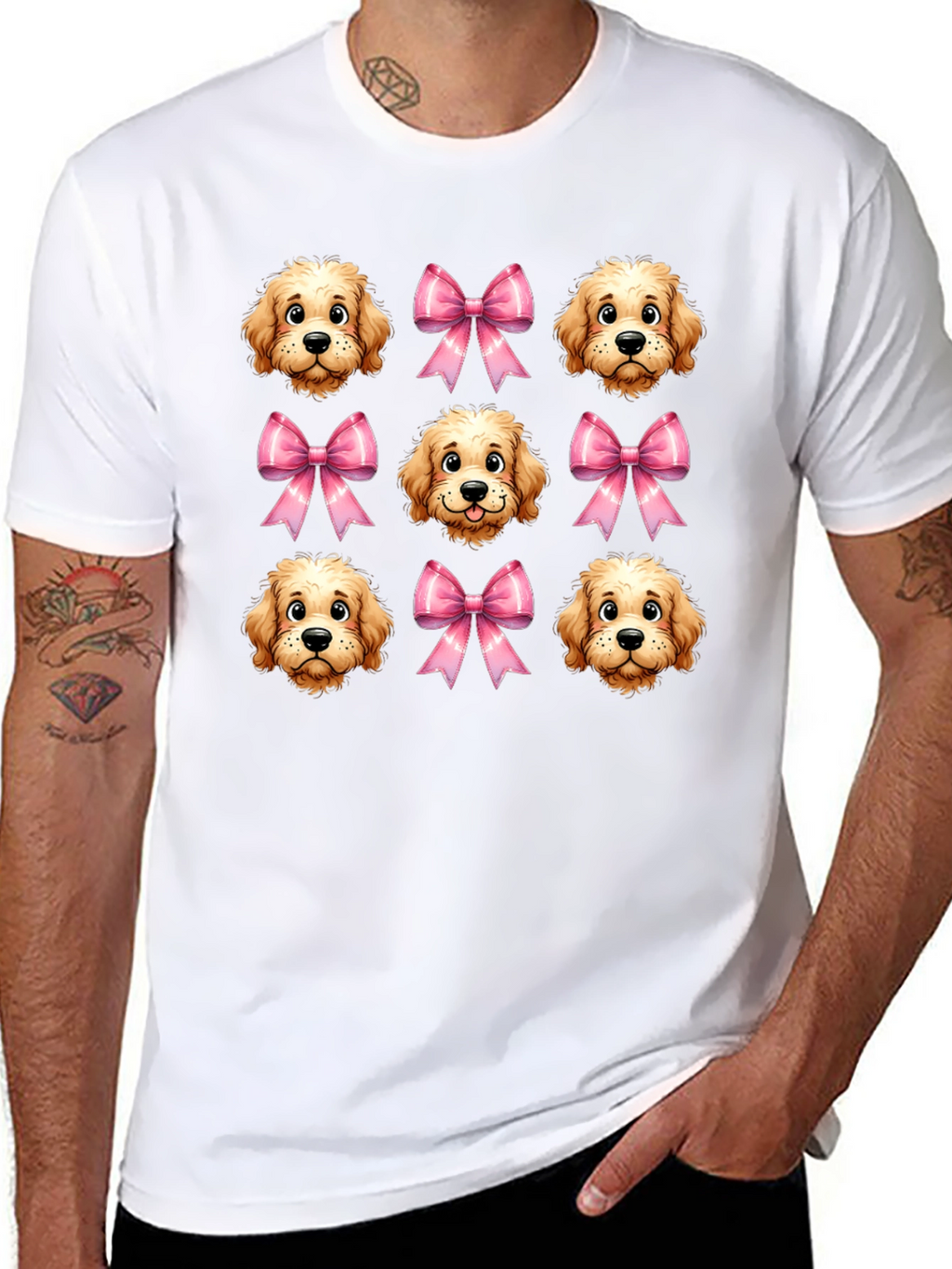 Dog & Bow Patterned T-Shirt