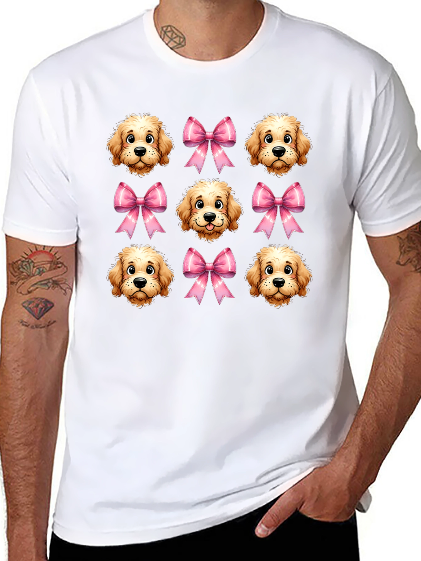Dog & Bow Patterned T-Shirt