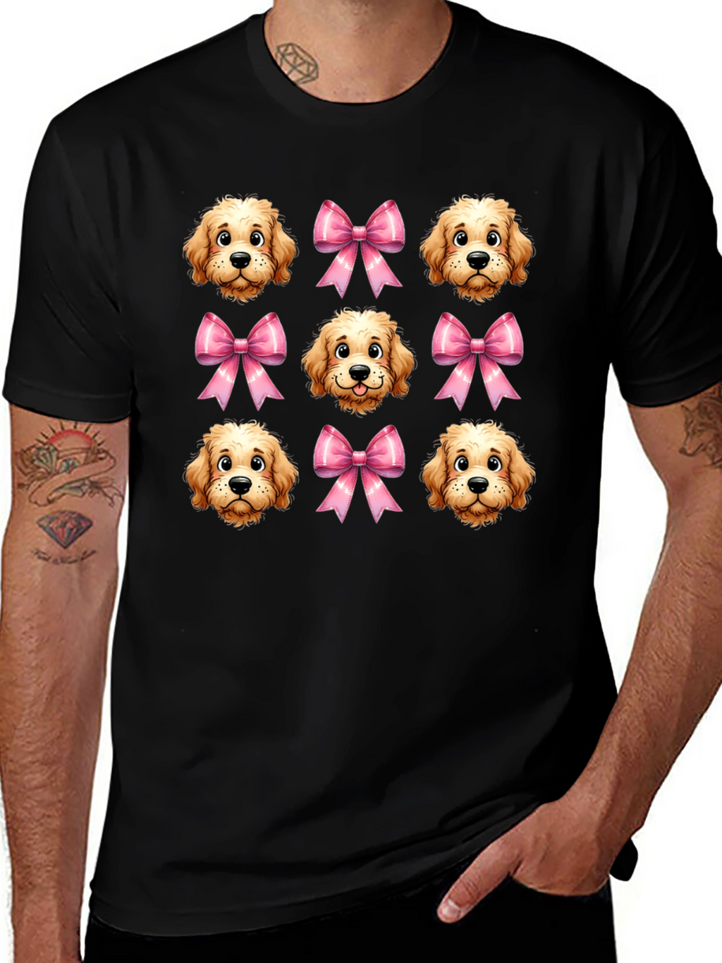 Dog & Bow Patterned T-Shirt