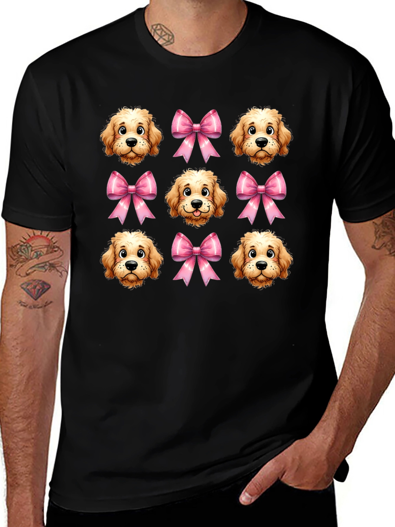 Dog & Bow Patterned T-Shirt