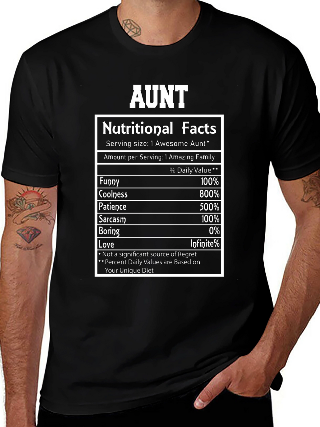 Aunt Nutritional Facts Graphic Novelty T-Shirt