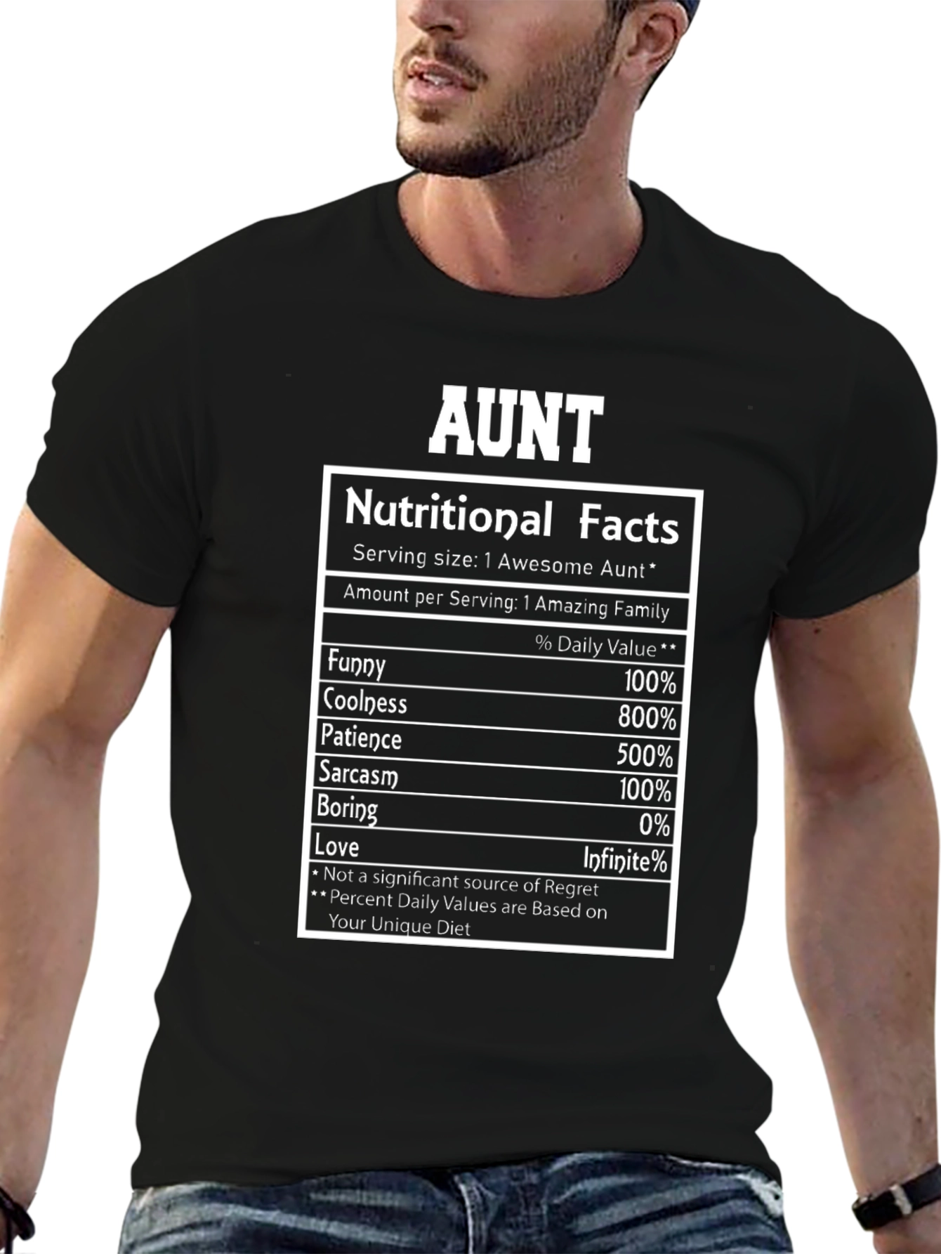 Aunt Nutritional Facts Graphic Novelty T-Shirt