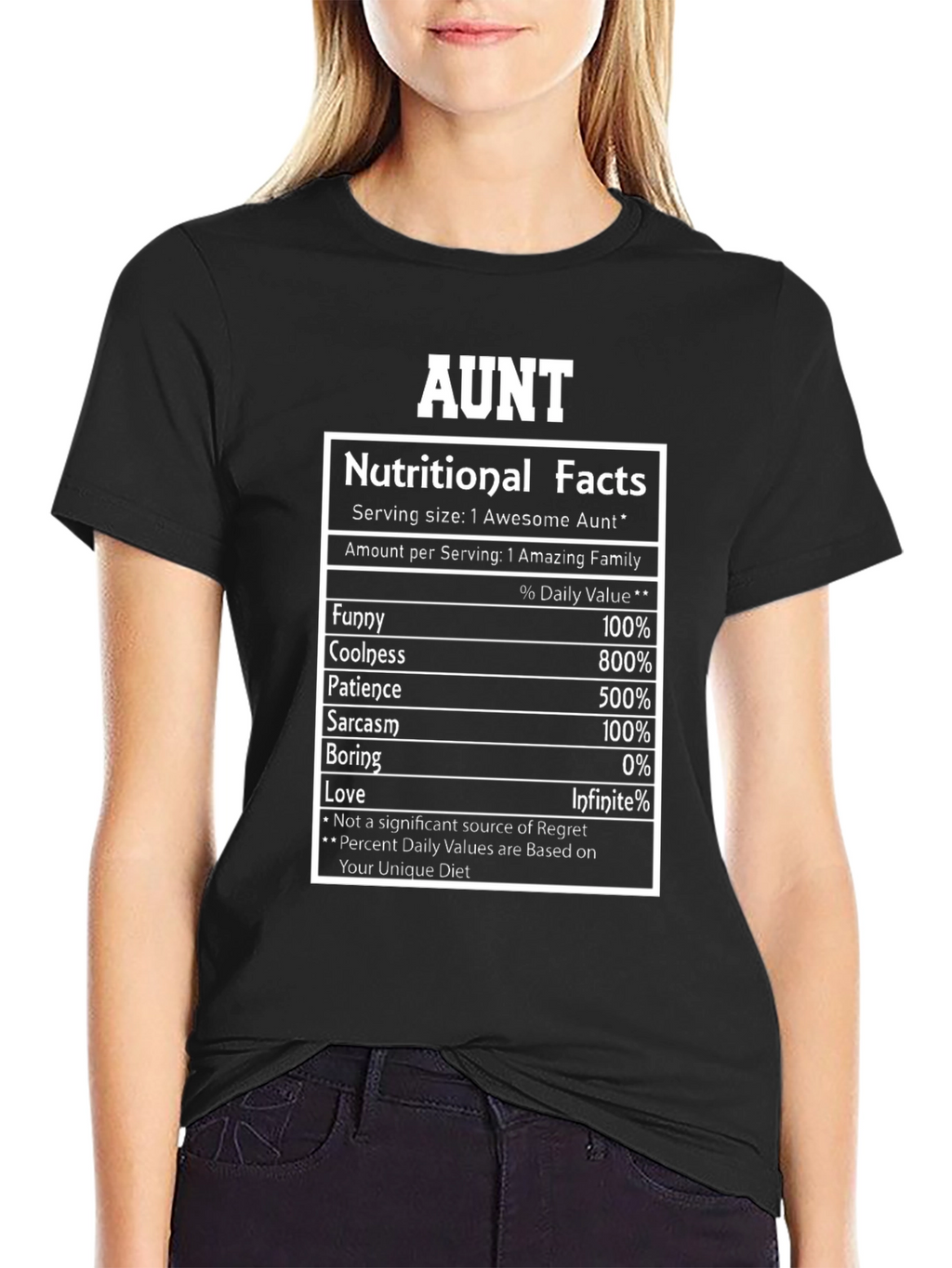 Aunt Nutritional Facts Graphic Novelty T-Shirt