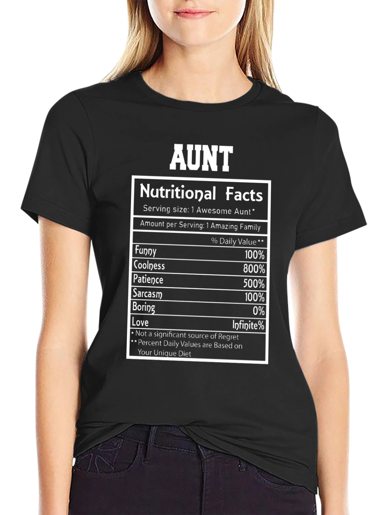 Aunt Nutritional Facts Graphic Novelty T-Shirt