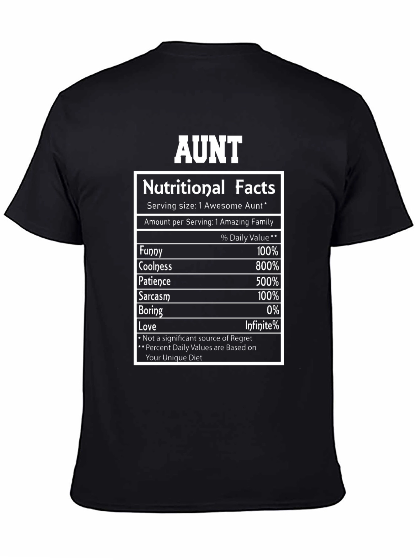 Aunt Nutritional Facts Graphic Novelty T-Shirt