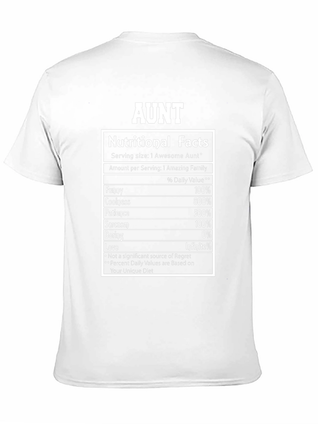 Aunt Nutritional Facts Graphic Novelty T-Shirt