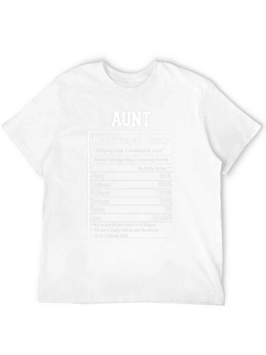Aunt Nutritional Facts Graphic Novelty T-Shirt