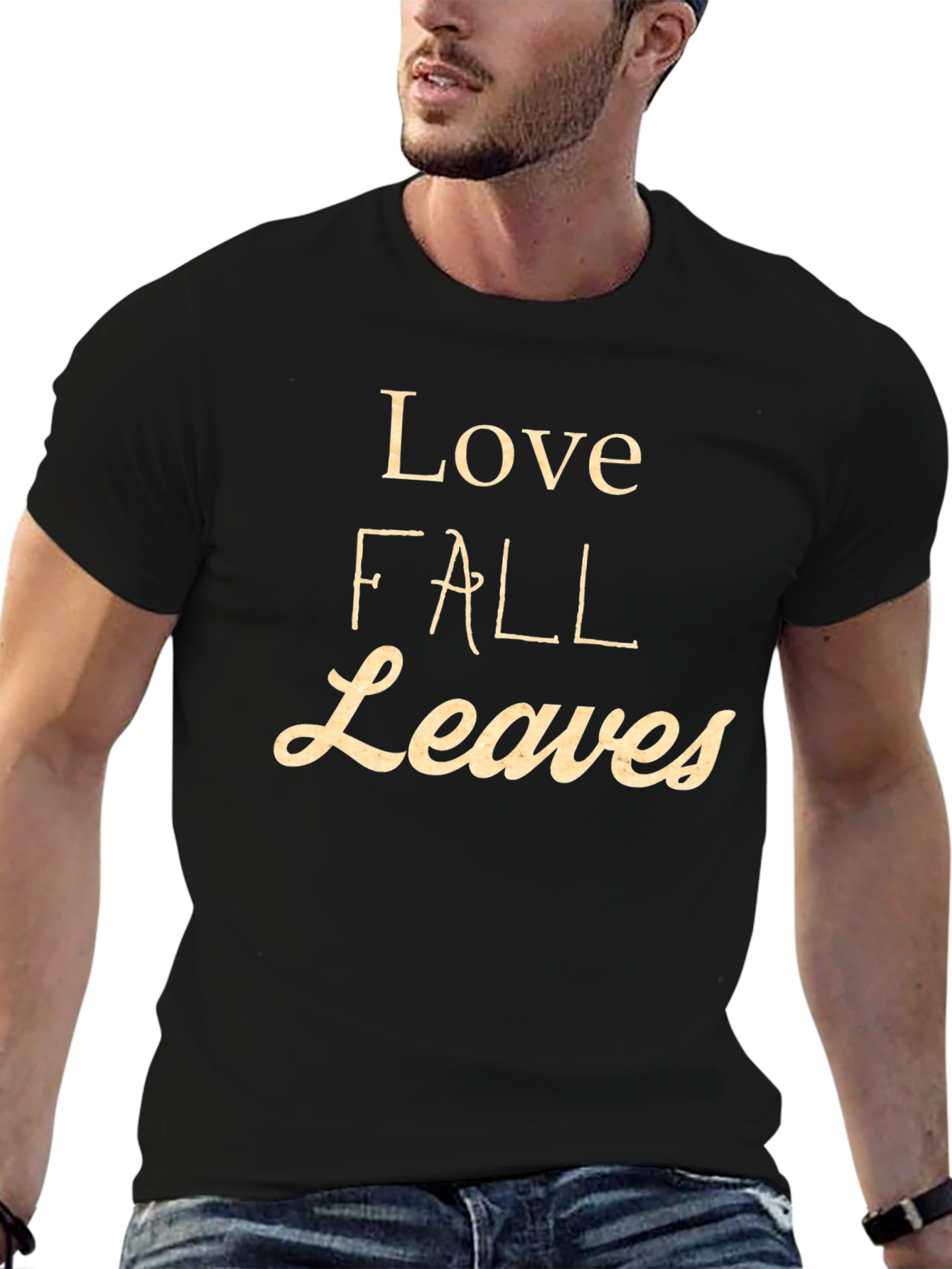 Love Fall Leaves Graphic Tee - Black T-Shirt