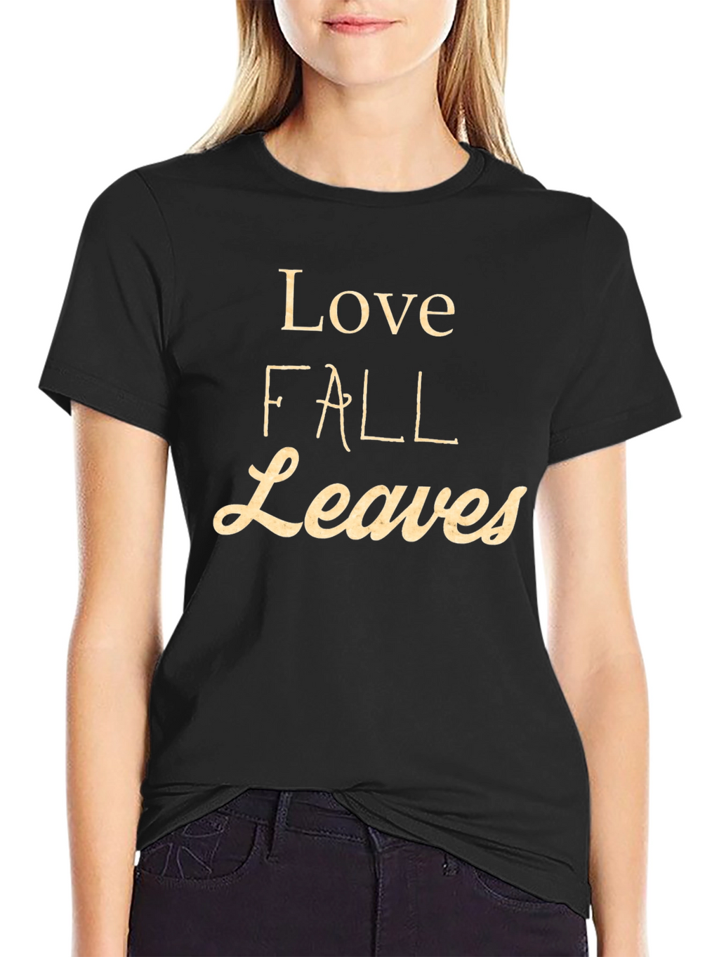 Love Fall Leaves Graphic Tee - Black T-Shirt