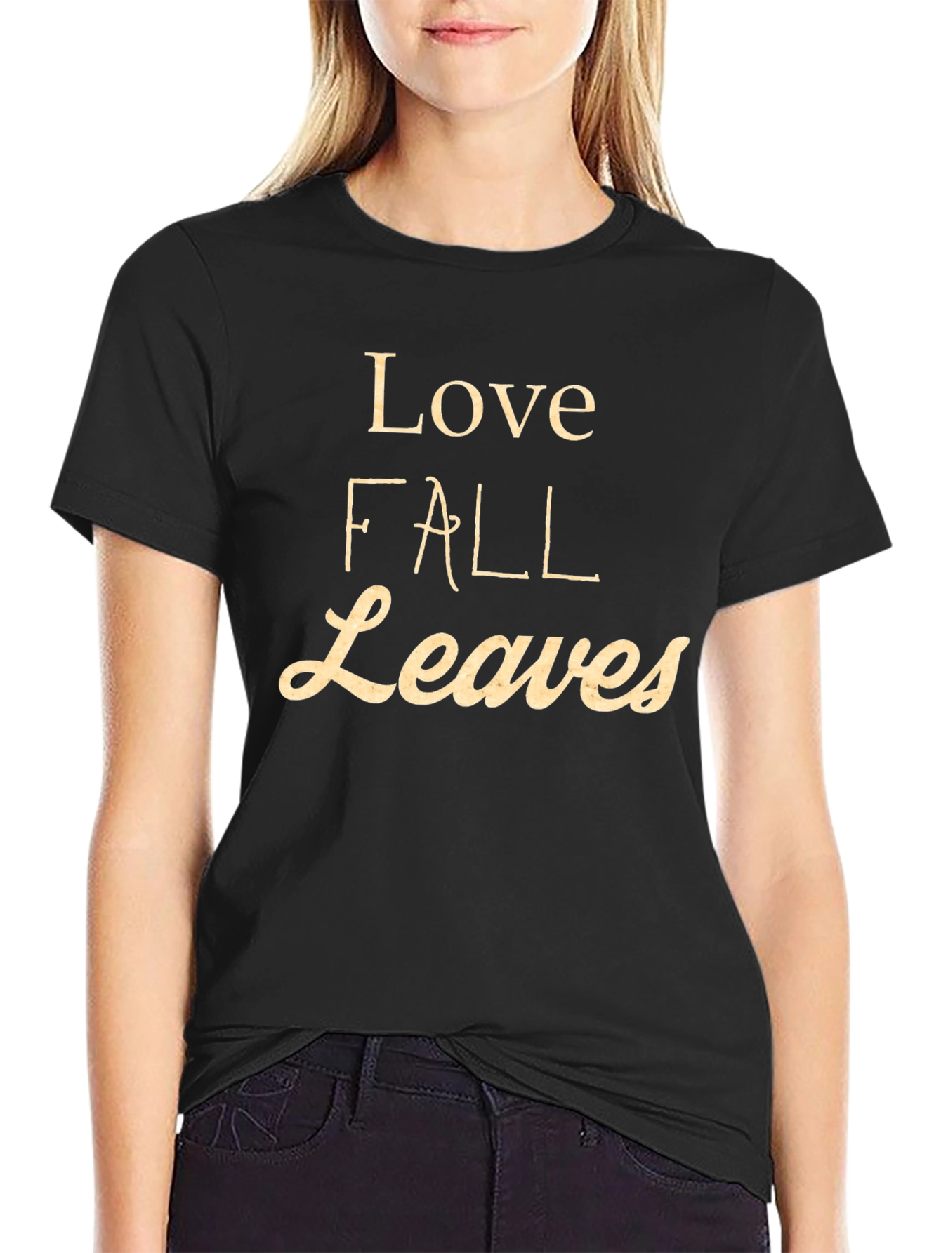 Love Fall Leaves Graphic Tee - Black T-Shirt