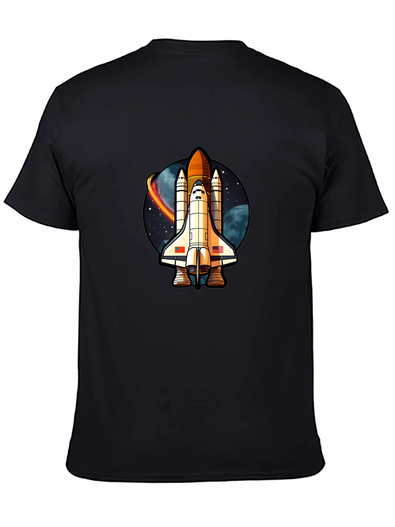 Space Shuttle Graphic T-Shirt - Classic Black Cotton Tee