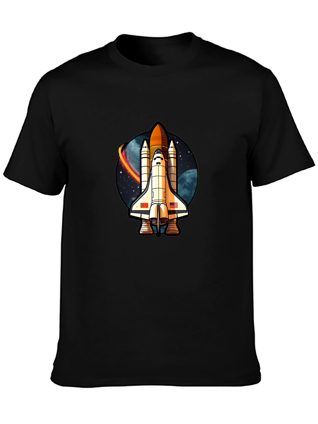 Space Shuttle Graphic T-Shirt - Classic Black Cotton Tee