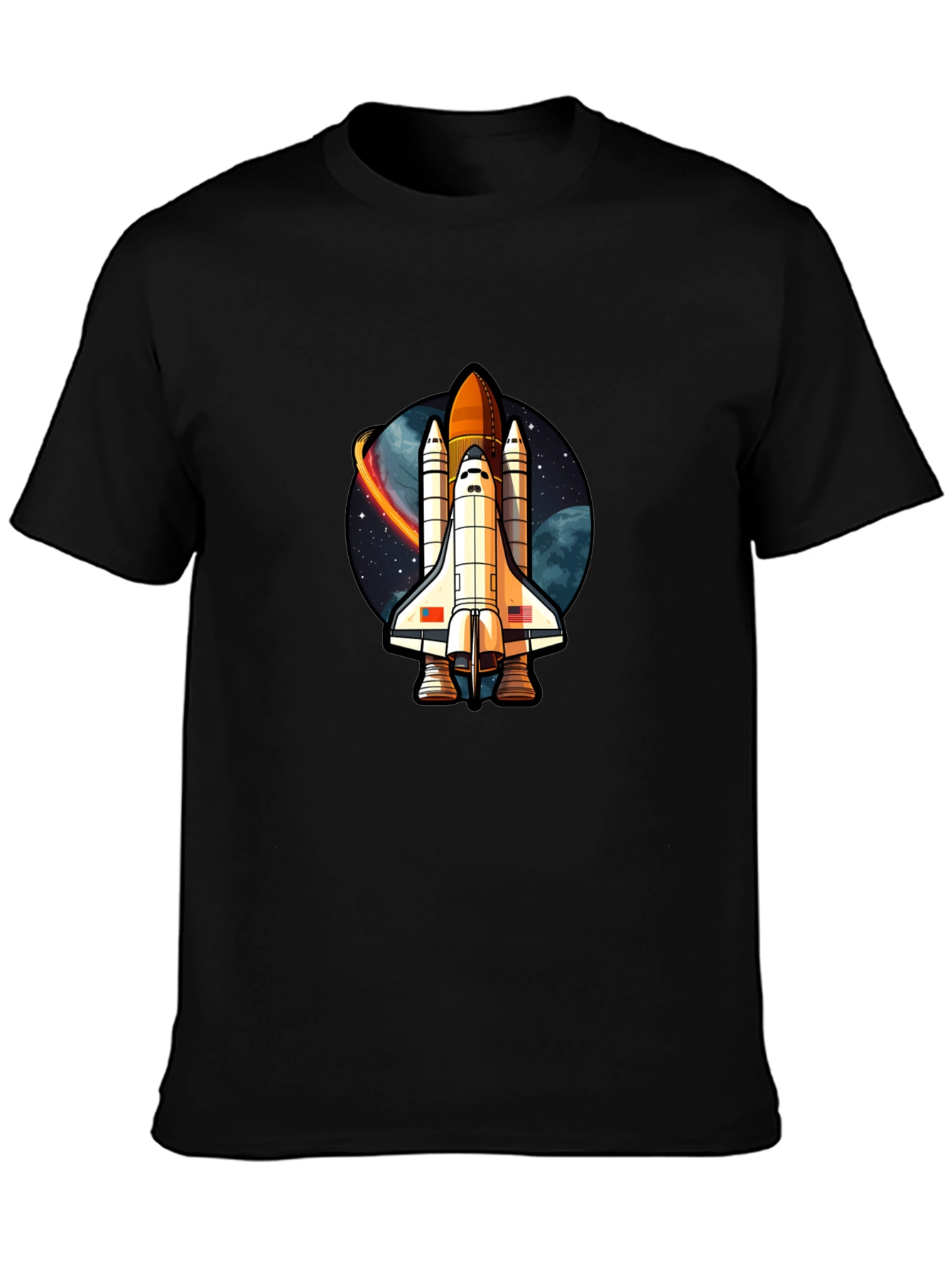 Space Shuttle Graphic T-Shirt - Classic Black Cotton Tee