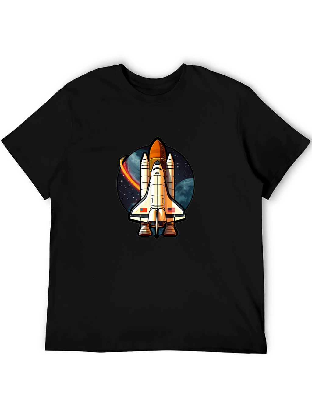 Space Shuttle Graphic T-Shirt - Classic Black Cotton Tee