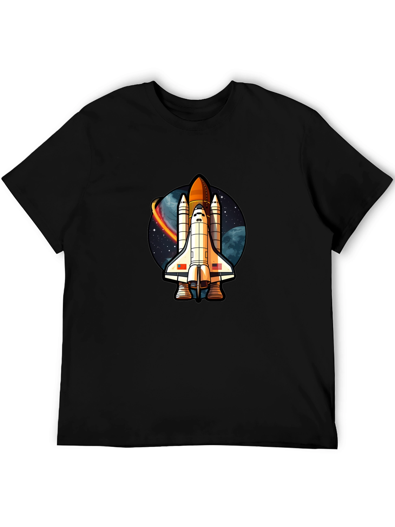 Space Shuttle Graphic T-Shirt - Classic Black Cotton Tee