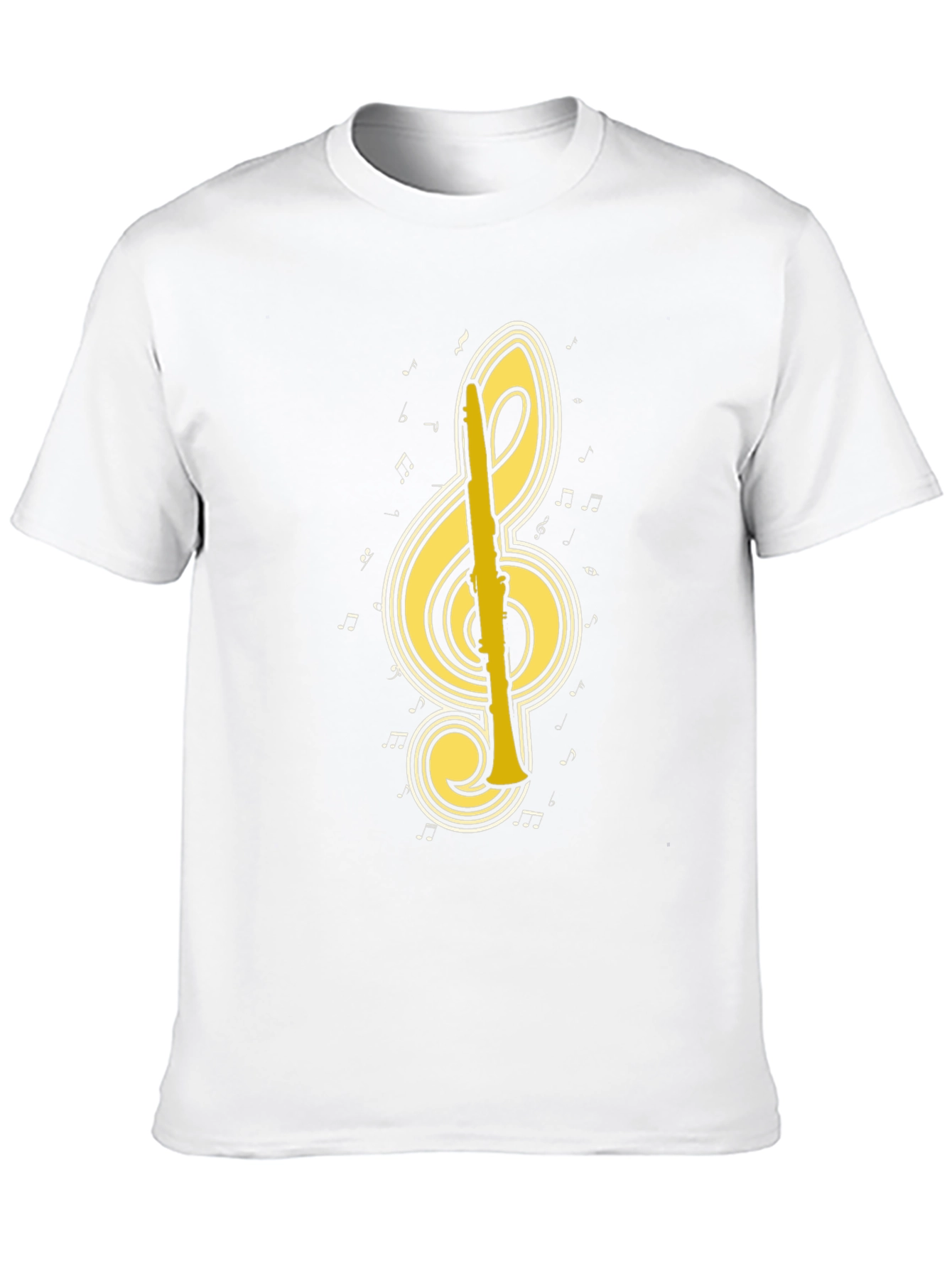 Musical Clef & Clarinet Graphic Tee - Black