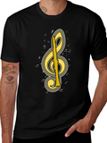 Musical Clef & Clarinet Graphic Tee - Black