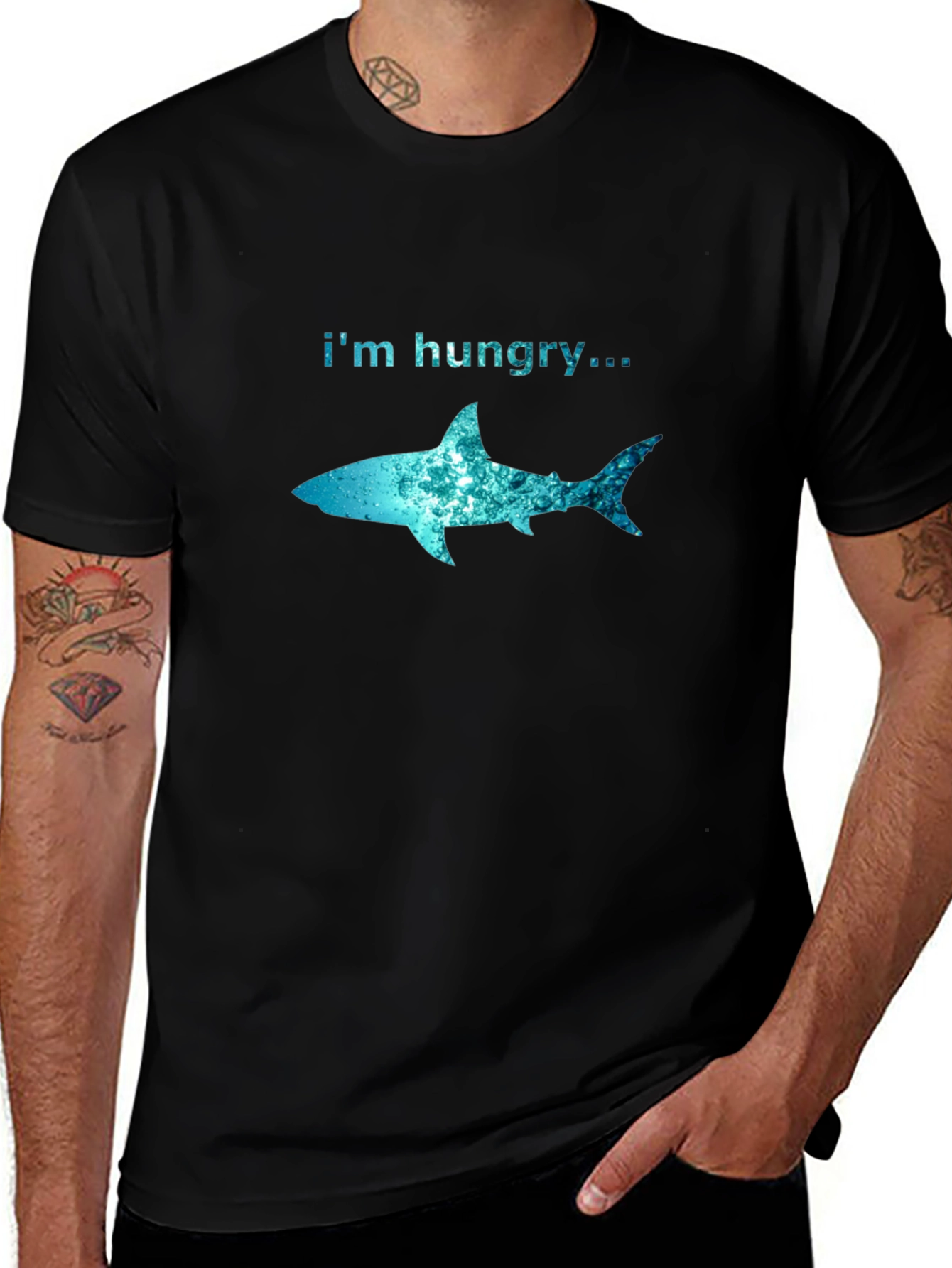 Im Hungry Shark Graphic T-Shirt - Black Cotton Tee