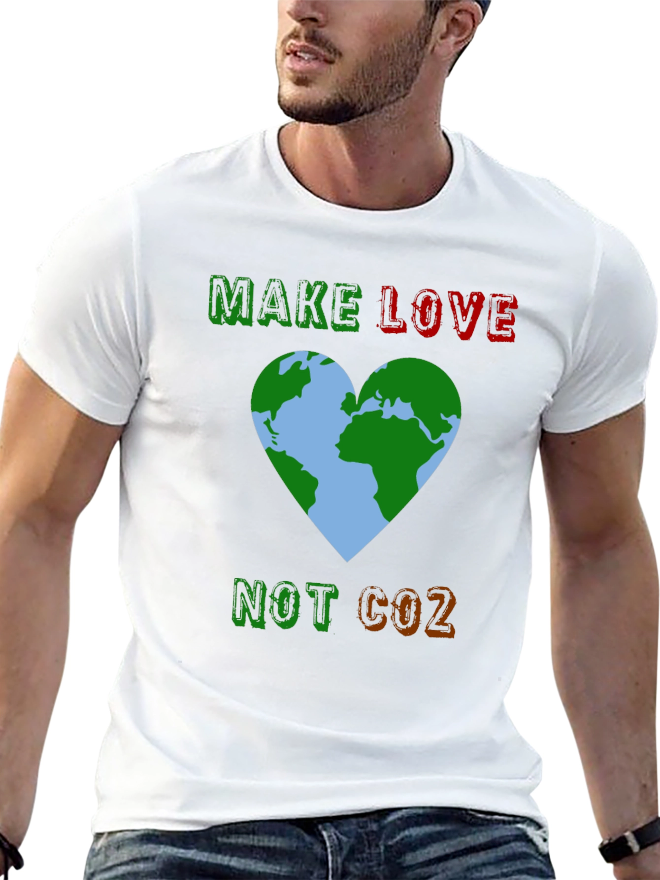 Eco-Friendly Graphic T-Shirt: Make Love Not CO2