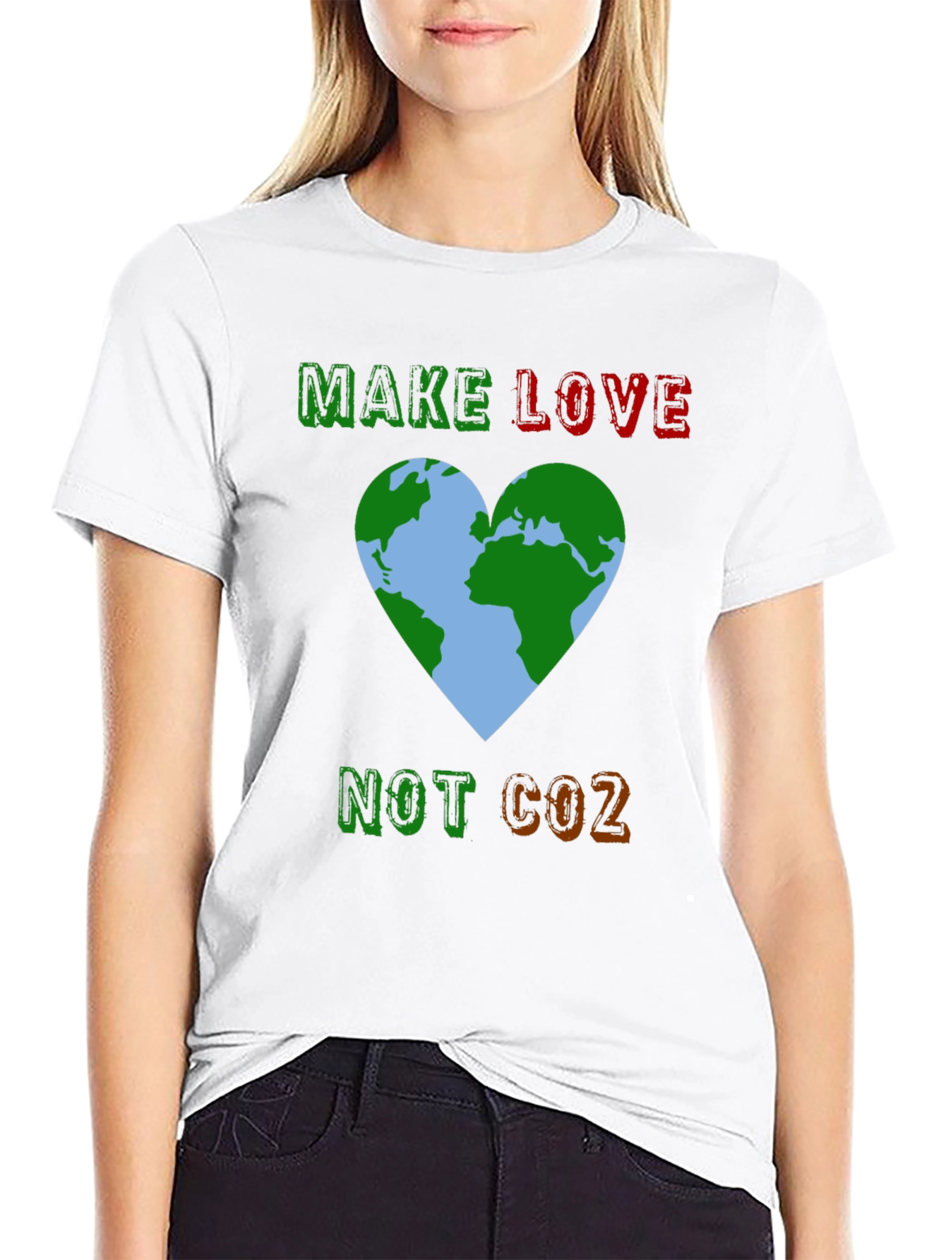 Eco-Friendly Graphic T-Shirt: Make Love Not CO2