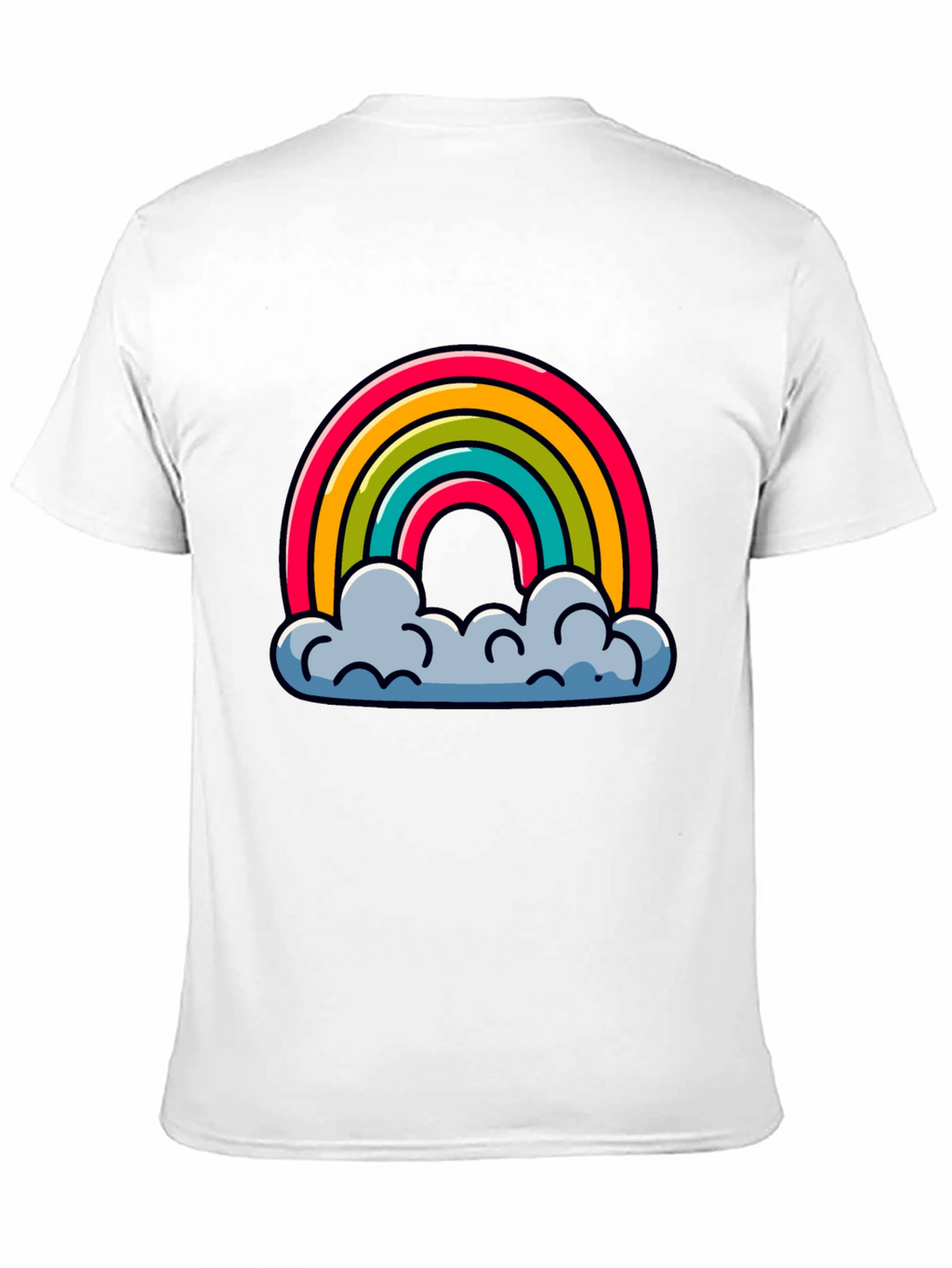 Rainbow Clouds Graphic Black T-Shirt
