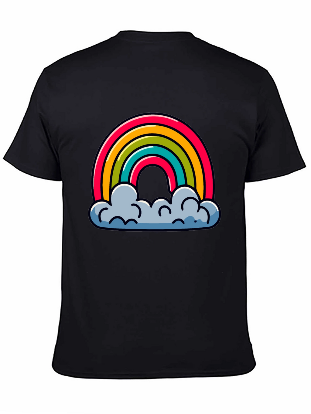Rainbow Clouds Graphic Black T-Shirt