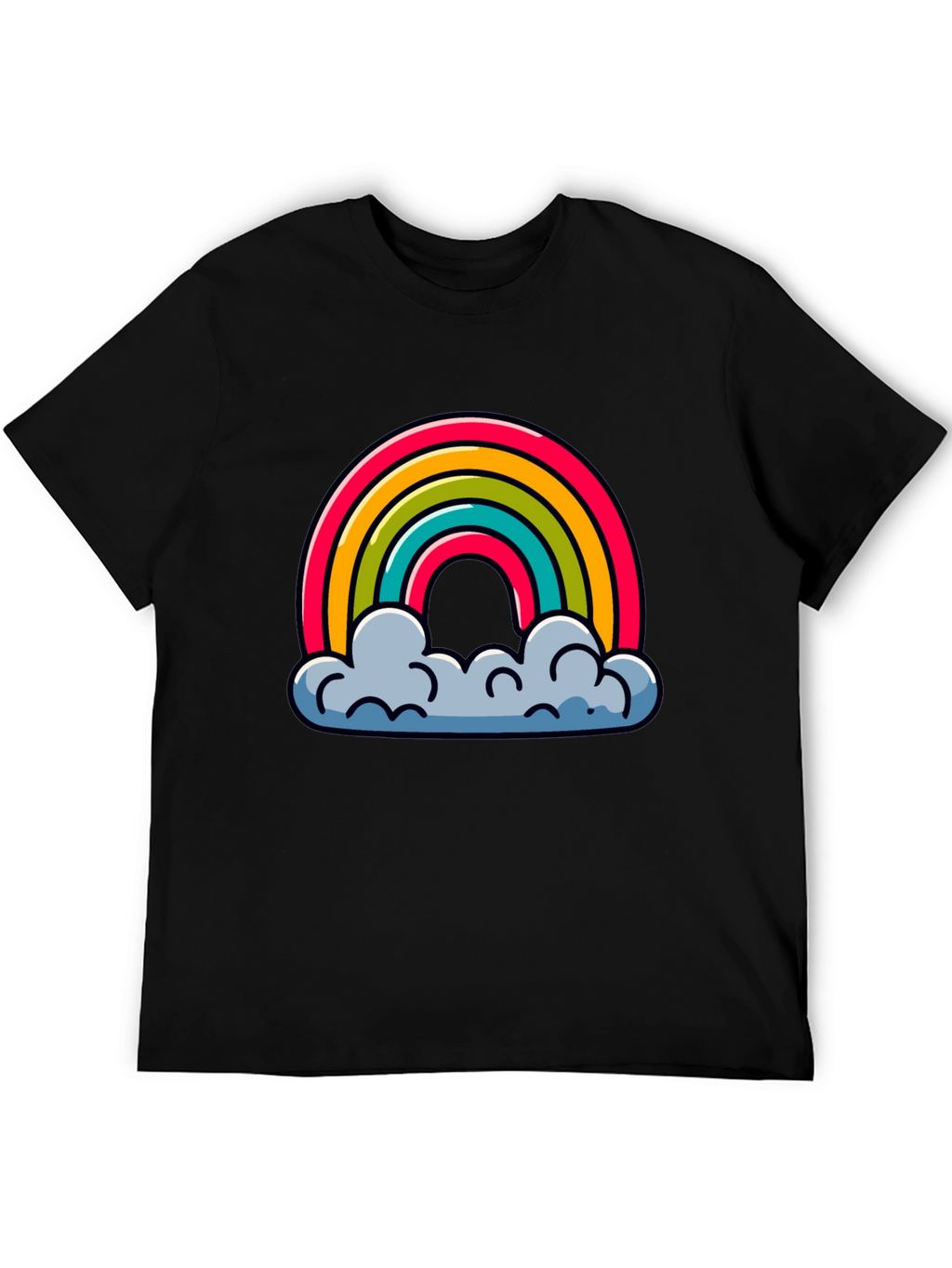 Rainbow Clouds Graphic Black T-Shirt