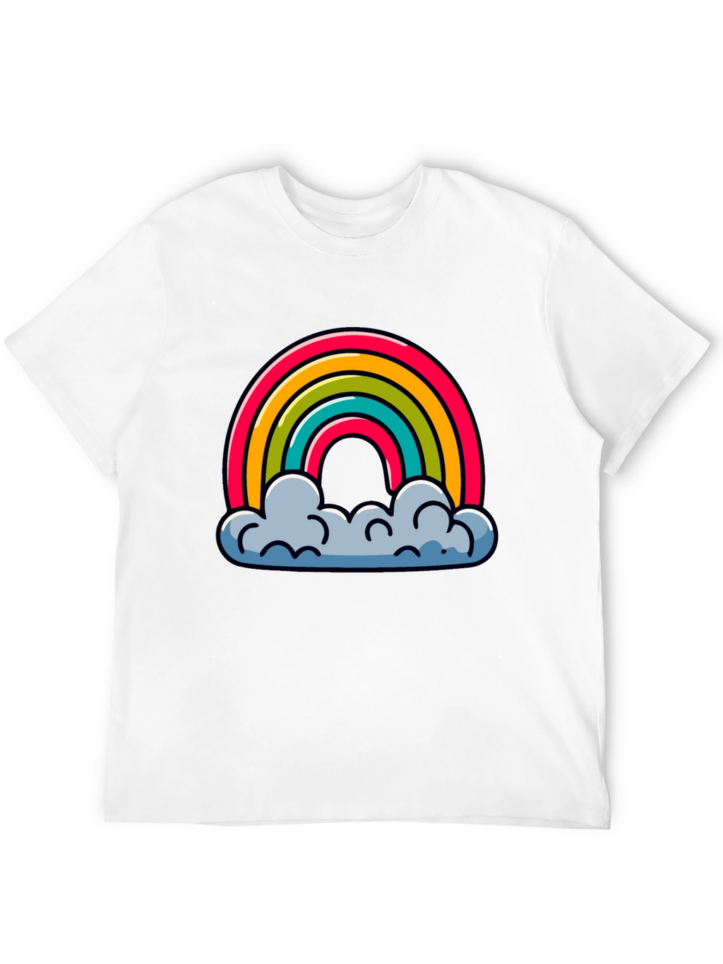 Rainbow Clouds Graphic Black T-Shirt