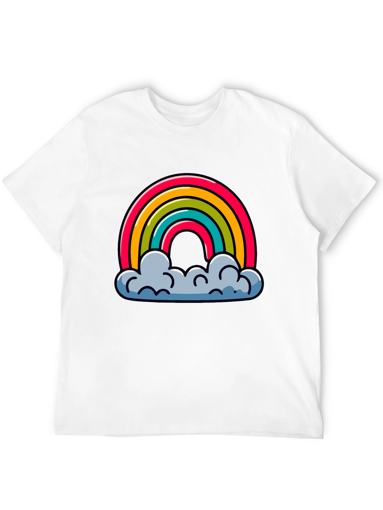 Rainbow Clouds Graphic Black T-Shirt