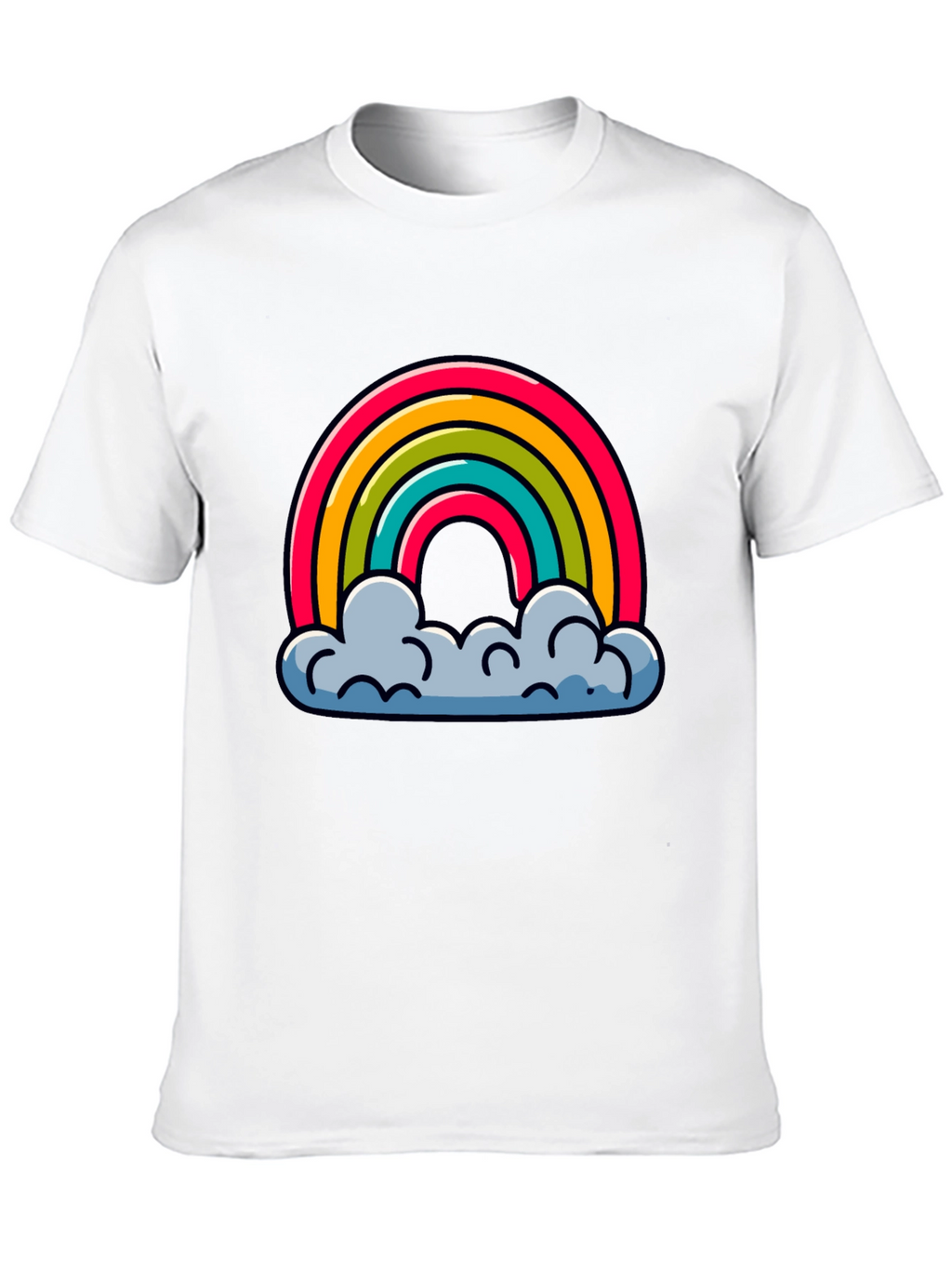 Rainbow Clouds Graphic Black T-Shirt
